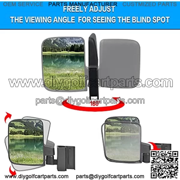 Golf Cart No Drilling Folding Side Rearview Mirror HD Glass for Club Car EZGO and Yamaha Golf Cart Folding Mirror - Image 2