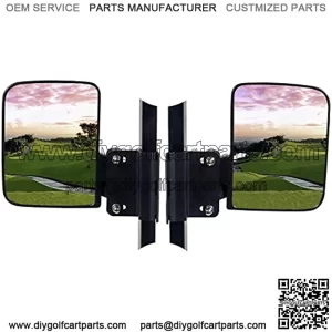 Mamiko No-Drilling Required Golf Cart Folding Side View Mirrors Compatible with Club Cart, Yamaha, EZGO, Star, Zone Carts Side Mirror for 1.25inch square tube - Sold in Pairs - Breakaway