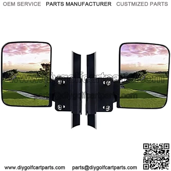 Mamiko No-Drilling Required Golf Cart Folding Side View Mirrors Compatible with Club Cart, Yamaha, EZGO, Star, Zone Carts Side Mirror for 1.25inch square tube - Sold in Pairs - Breakaway