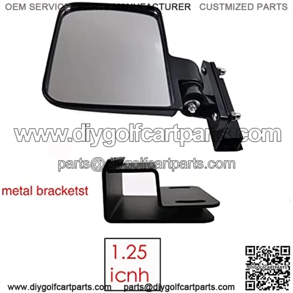 Mamiko No-Drilling Required Golf Cart Folding Side View Mirrors Compatible with Club Cart, Yamaha, EZGO, Star, Zone Carts Side Mirror for 1.25inch square tube - Sold in Pairs - Breakaway - Image 3