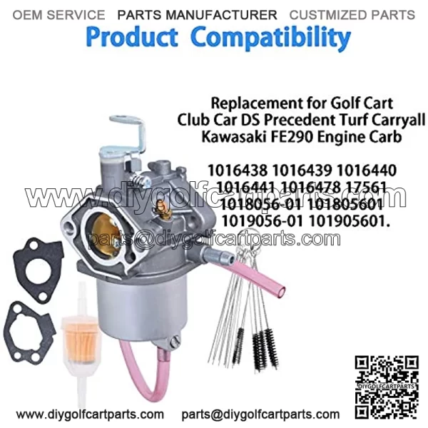 Carburetor Carb Replacement for Golf Cart Club Car DS Precedent Turf Carryall Kawasaki FE290 Engine Carb 1016438 1016439 1016440 1016441 1016478 17561 1018056-01 101805601 1019056-01 101905601 - Image 4