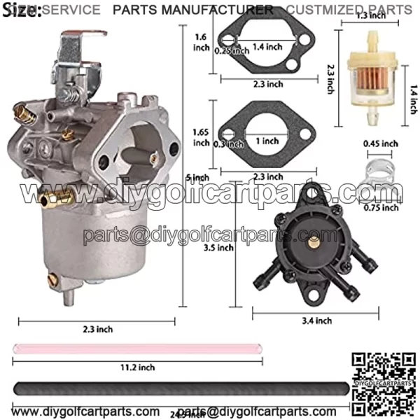 Carburetor Fuel Pump kit for Club Car DS & Precedent, Turf, Carryall 1998-2018 Golf Cart with FE290 Engines, Replace OEM 1016438, 1016439, 1016440, 1016441, 1016478, 101805601, 101905601, 17561 - Image 2