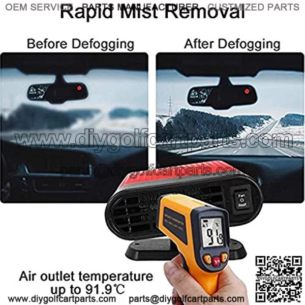 12V Portable Car Heating Heater Fan Window Defroster Demister Air Purifier Hot, Golf Cart & Truck Heater, Camping Heater Fan, Car Heater That Plugs Into Cigarette Lighter - Image 2