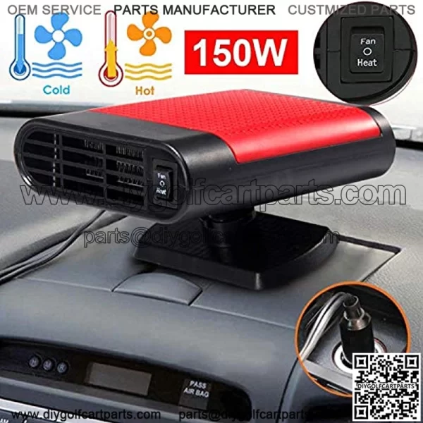 12V Portable Car Heating Heater Fan Window Defroster Demister Air Purifier Hot, Golf Cart & Truck Heater, Camping Heater Fan, Car Heater That Plugs Into Cigarette Lighter - Image 3