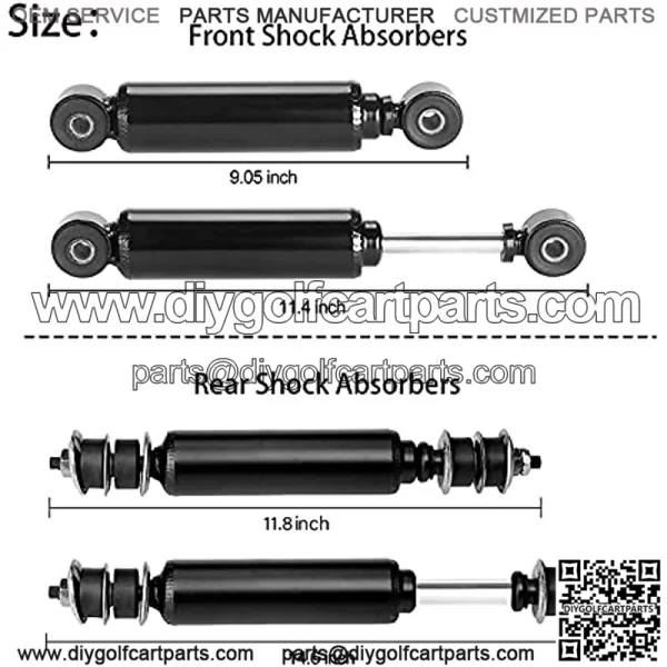 Club Car Shocks Front and Rear Shocks for Golf Cart Club Car DS G&E 1988-up,Precedent G&E 2004-up,Replace OEM:1014235,1014236,1010991,1015813,1013164(2 Front+2 Rear Shocks) - Image 4