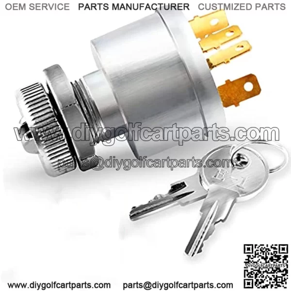 EZGO Ignition Switch and Key 4 Terminal with Lights for TXT/Medalist/ST Series Golf Cart Models Replaces OEM # 33639G01