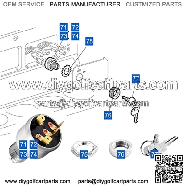 EZGO Ignition Switch and Key 4 Terminal with Lights for TXT/Medalist/ST Series Golf Cart Models Replaces OEM # 33639G01 - Image 4