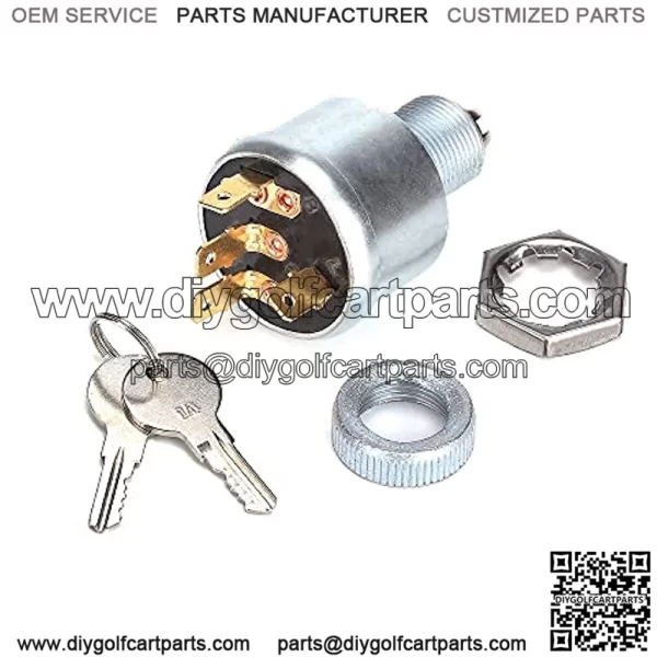 Ignition Switch for EZGO Gas & Electric, 3-Way 4-Terminal with 2 Standard Keys, OEM# 33639G01 33639-G01