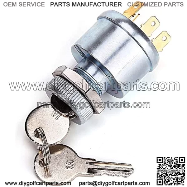 Ignition Switch for EZGO Gas & Electric, 3-Way 4-Terminal with 2 Standard Keys, OEM# 33639G01 33639-G01 - Image 2