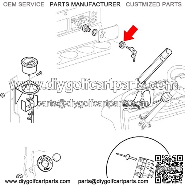 Golf Cart Uniquely Keyed Starter Ignition Switch Kit for EZGO, 4 Terminals, OEM# 33639-G01 33639G01, 33639-G03 33639G03 - Image 2