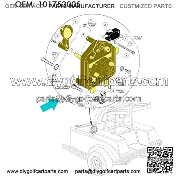 Golf Cart Forward and Reverse Switch with Handle Fits Club Car 96-Up DS 48 Volt, Replaces 101753005 - Image 2