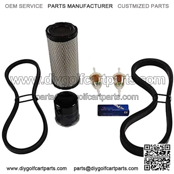 Tune Up Kit for Club Car Precedent Golf Cart Gas & Electric 2004-Up Models with FE350 Kawasaki Motor, Includes Oil & Air Filter, Spark Plug, 2X Fuel Filters and Clutch Drive & Generator Belt