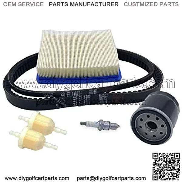 Tune Up Kit Compatible On 1997-2003 Club Car Carryall II - Drive Belt, Starter Belt, Air Filter, Oil Filter, Spark Plug