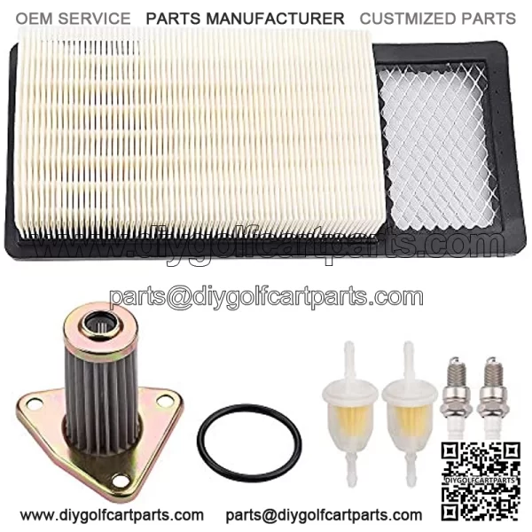 Tvent 72368G01 Air Filter w 26591G01 Oil Filter Replacement for EZGO TXT Medalist 4 Cycle 295cc 350cc Golf Cart 1994-2005 with 72084-G01 Fuel Filter Spark Plug
