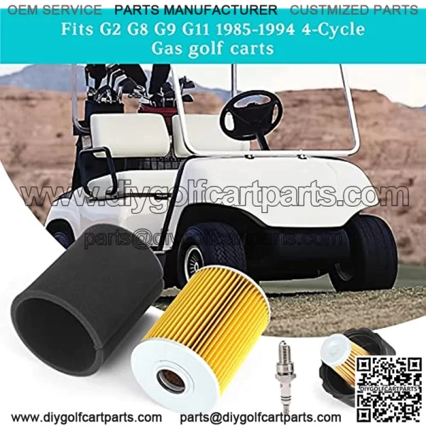 Tune Up Kit for Yamaha G2 G8 G9 G11 4 Cycle Gas Golf Cart 1985-1994, Replaces J10-14417-00 J38-14450-00, Air Filter Pre-Filter with Spark Plug Fuel Filter - Image 3