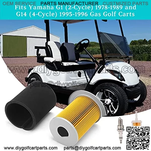 Tune Up Kit for Yamaha G1 G14 Gas Golf Cart, Replace J10-14417-00 JF7-14450-01, Air Filter Pre-Filter with Spark Plug Fuel Filter - Image 3