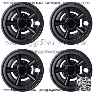 Golf Cart Wheel Covers Hub Caps for Yamaha/Club CAR/EZ-GO Par Car 8" (Set of 4) (Black)