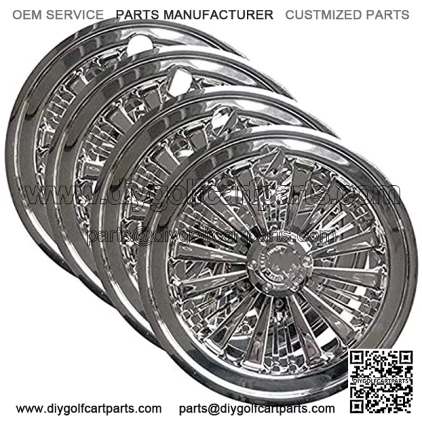 Set (4) 8. Chrome Eagle Wheel Covers for Club Car, EZGO, Yamaha, Golf Carts