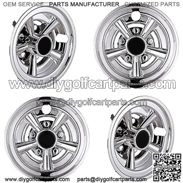 Pack of 4 Golf Cart Wheel Covers Hub Cap 8" 5-Spoke for EZGO Club Car Yamaha Easy Snap-in Chrome Finish US Delivery - Image 2