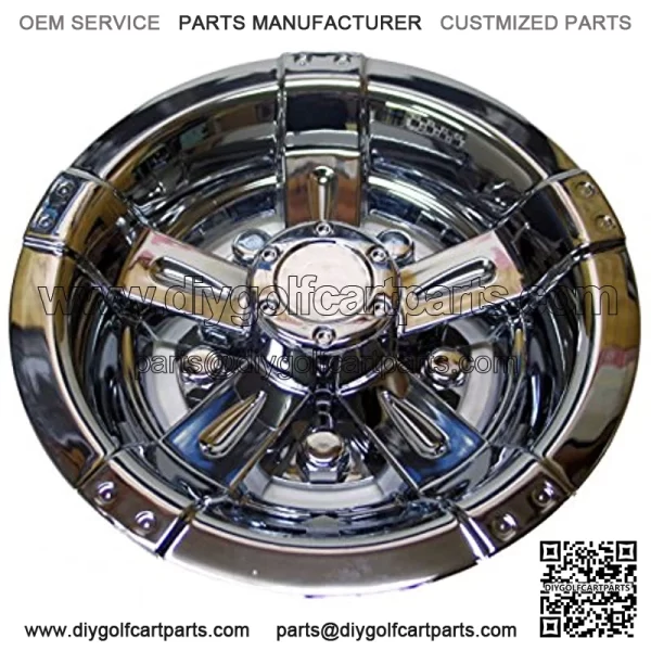 Golf Cart Wheel Covers by 8" Vegas Chrome Set of 4 Hubcaps