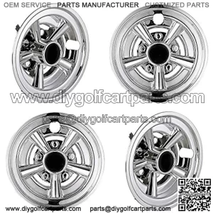 4-Pack Golf Club Cart Wheel Trim Chrome-Finished Hub Caps Fits 8" Wheels or EZGO/Club Car/Yamaha