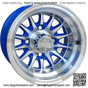 Machined w/ Blue/Green/Pearl/Red w/ Center Cap 10x7 ET-15.5 Golf Cart Wheel
