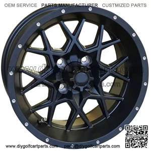 Matte Black w/ Center Cap 14x7 2:5 Golf Cart Wheel