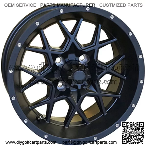 Matte Black w/ Center Cap 14x7 2:5 Golf Cart Wheel