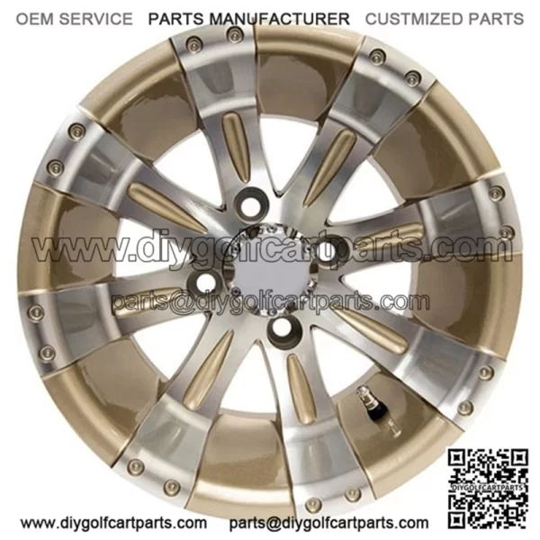 12" Golf Cart Wheel, Machined/Pearl Rim & Center Cap, 12x7 ET-25
