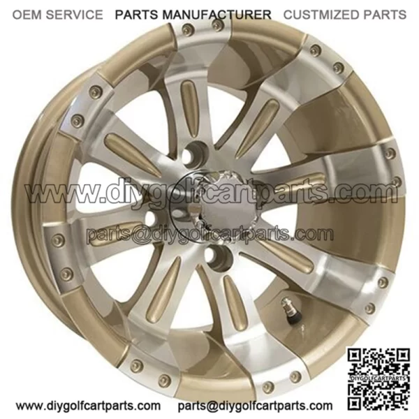12" Golf Cart Wheel, Machined/Pearl Rim & Center Cap, 12x7 ET-25 - Image 2