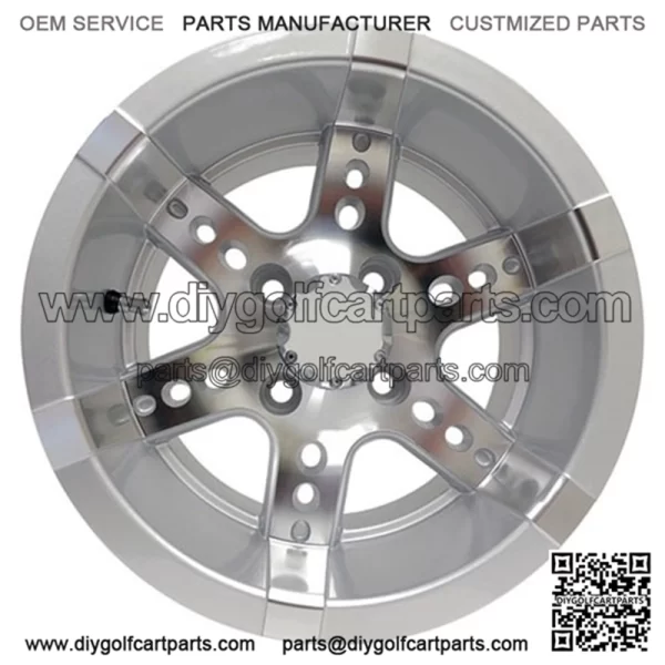12" Golf Cart Wheel, Machined/Silver Rim & Center Cap, 12x7 ET-25