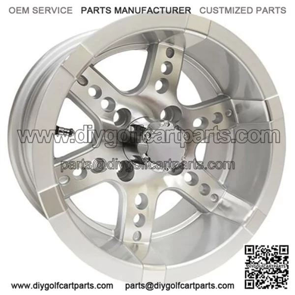 12" Golf Cart Wheel, Machined/Silver Rim & Center Cap, 12x7 ET-25 - Image 2