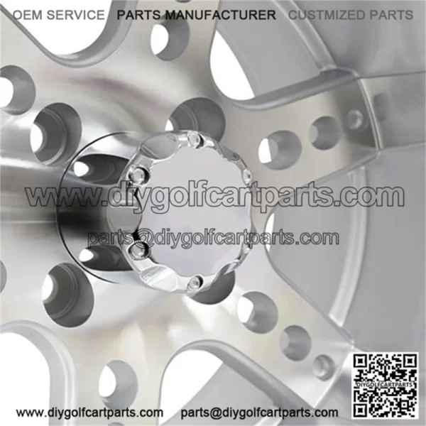 12" Golf Cart Wheel, Machined/Silver Rim & Center Cap, 12x7 ET-25 - Image 3