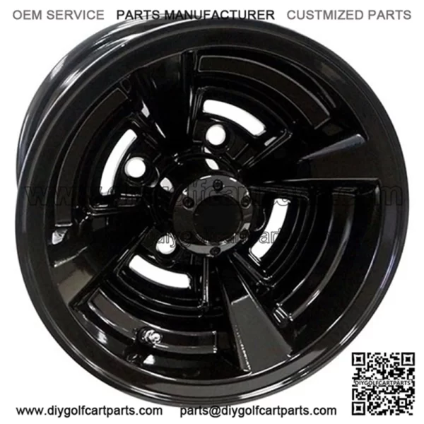 10" Golf Cart Wheel, Black Rim, 10x7 ET-25