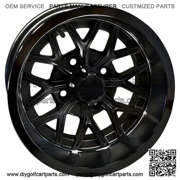 12" Golf Cart Wheel, GloBlack Rim, 12x6 ET-10