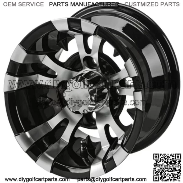 Revenge 10" Warlock Black & Machined Golf Cart Wheel 3:4 Offset