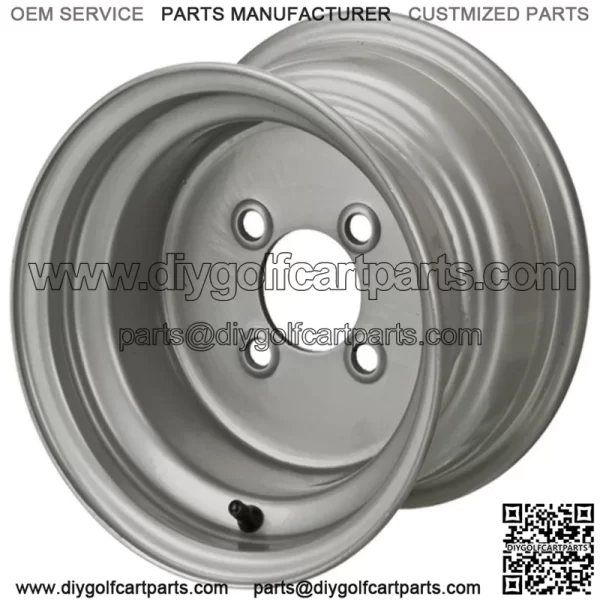 Revenge 10" Silver Steel Golf Cart Wheel 3:4 Offset
