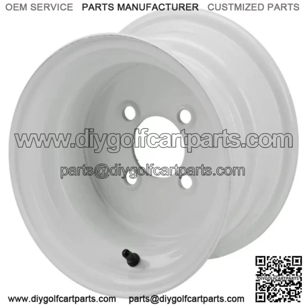 Revenge 10" White Steel Golf Cart Wheel 3:4 Offset