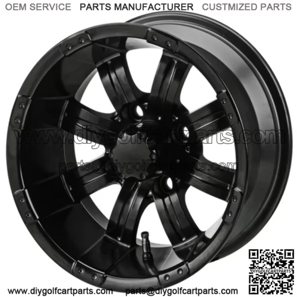 Revenge 12" Casino Matte Black Golf Cart Wheel 3:4 Offset