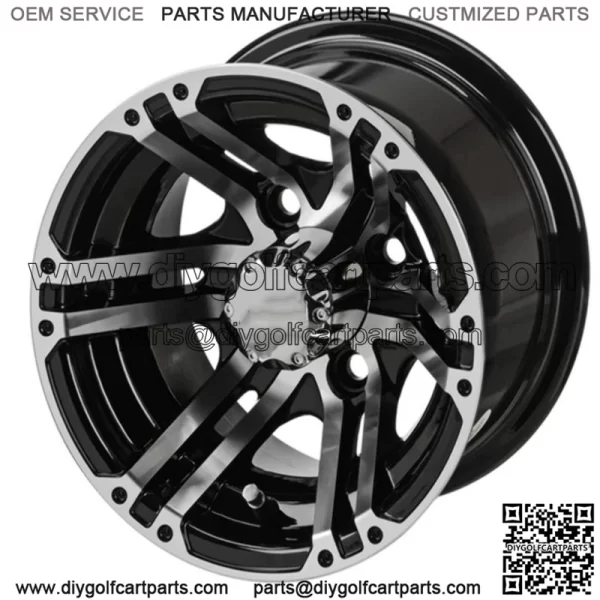 Revenge 10" Yukon Black & Machined Golf Cart Wheel 3:4 Offset