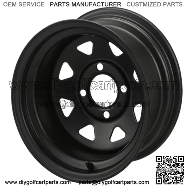 Revenge 12" Black Steel Golf Cart Wheel 2:5 Offset