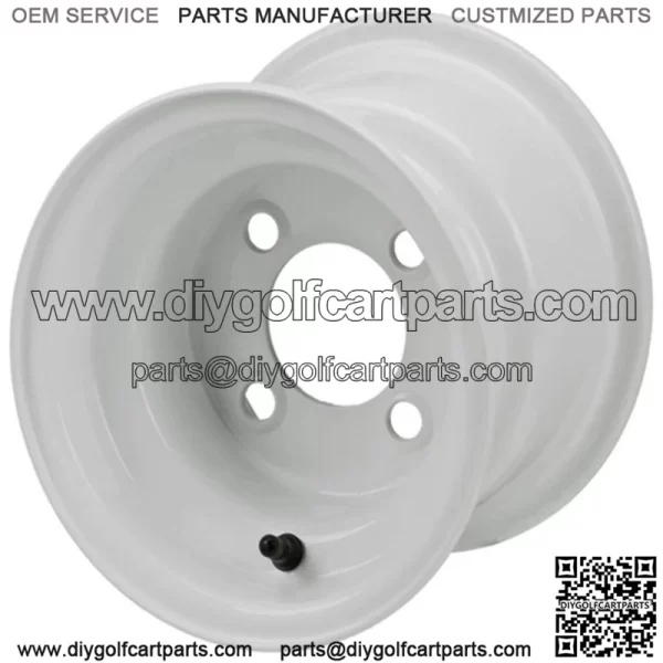 Revenge 8x7 White Steel Golf Cart Wheel