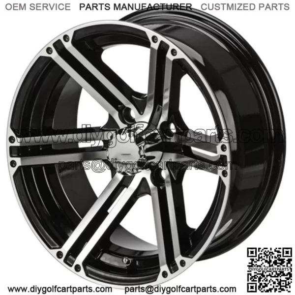 Revenge 12" Yukon Black & Machined Golf Cart Wheel 3:3 Offset