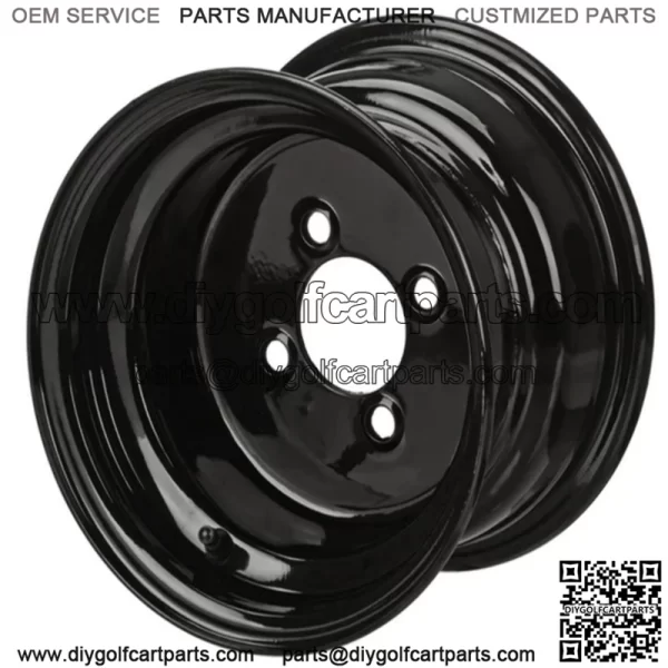 Revenge 10x7 Glossy Black Steel Golf Cart Wheel 3:4 Offset