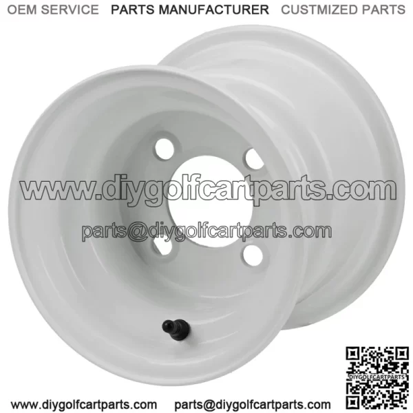Revenge 8x7 White Steel Golf Cart Wheel 3:4 Offset
