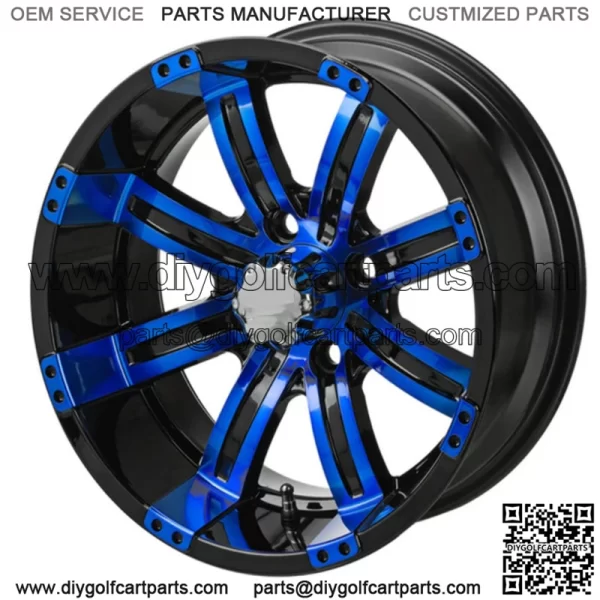 Revenge 12x7 Casino Cross Black & Blue Golf Cart Wheel 3:4 Offset
