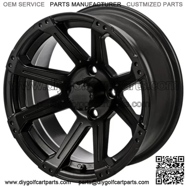 Revenge 14x7 Rampage Matte Black Golf Cart Wheel 3:4 Offset