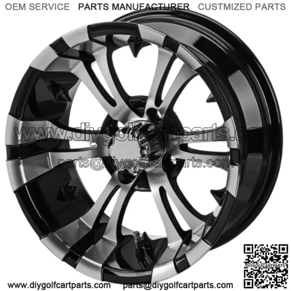 Revenge 15x7 Warlock Black & Machined Golf Cart Wheel 3:4 Offset