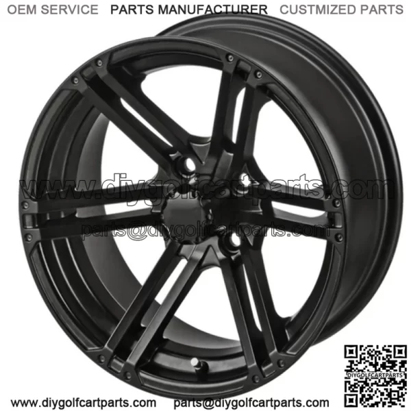 Revenge 15x7 Yukon Matte Black Golf Cart Wheel 3:4 Offset