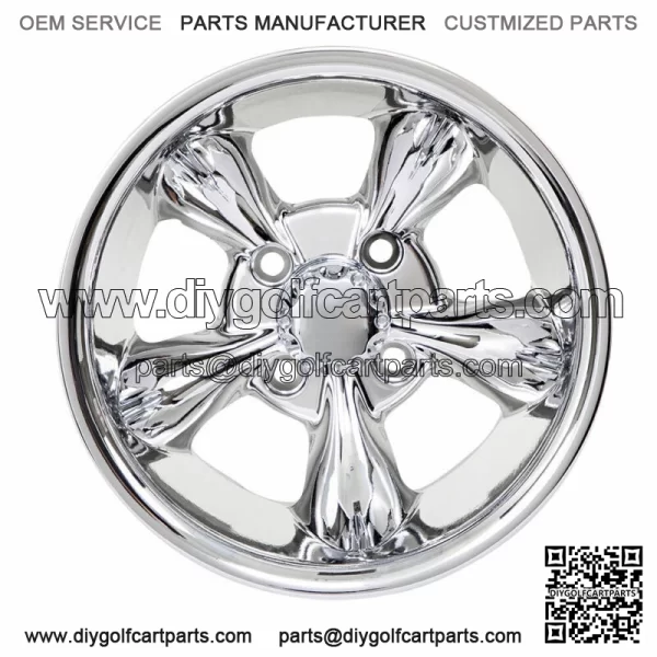 10 inch Godfather (Chrome) Golf Cart Wheel 4-4 Bolt (4x101.6mm) | 3:4 Offset - Image 2